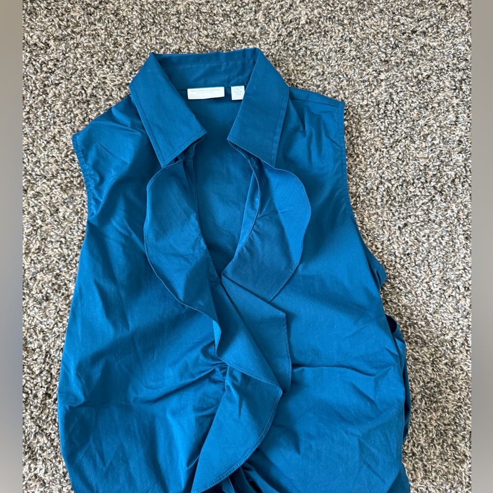 NY&Co ruffled blue blouse